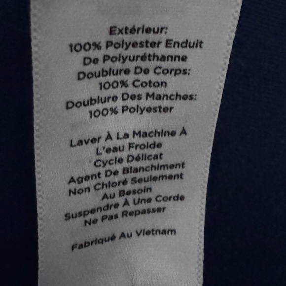 Talbots Navy Blue and White Double-Breasted & Hooded Women's Rain Jacket Size P - Picture 5 of 5